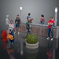 People Standing in Seattle Community Pro Outdoor Area with Street Lamps Fire Hydrant and Bushes