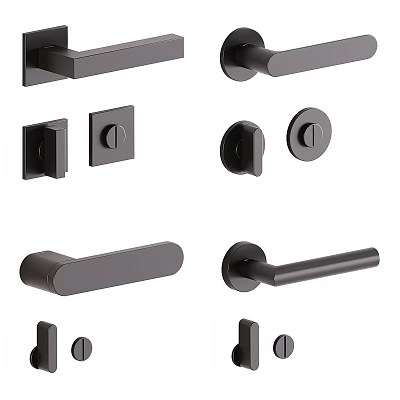 Modern Black Door Handles With Sleek Metal Designs And Various Styles 3d model