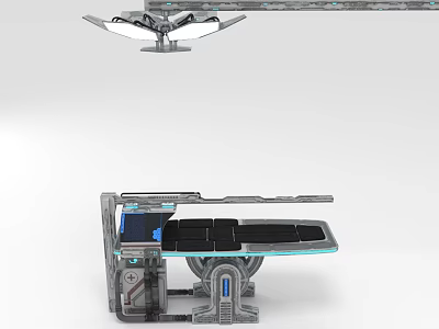 Professional Medical Equipment Modern Surgical Table With Metal Structure Blue Panel And Control Equipment 3d model