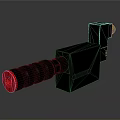 Black Mechanical Equipment With Red Cylindrical Part And Square Block Design 3d model