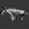 Futuristic Sci Fi Gun With Detailed Metallic Design And White Gray Mechanical Structure