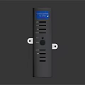 Silver Computer Hardware Enclosure Featuring Blue Display Lockable Door And Heat Vents