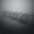 Abstract Metal Mesh Sculpture With Curved Circular Structures Arrangement Design