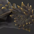 Detailed Reptile Head With Spiked Scales And Mythical Features In Close Up