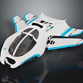Futuristic SkyCruiser Spacecraft with White Blue Exterior and Transparent Cockpit for Advanced Space Exploration