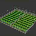 Outdoor Twin Football Fields Setup With Green Turf White Lines Fencing And Lighting Poles