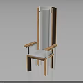 Modern Style Chair With Wooden Armrests White Frame And Light Blue Cushion