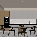 Modern Restaurant Interior Design With Dining Table Black Chairs And Pendant Lighting 3d model