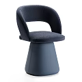 Modern Dark Blue Fabric Upholstered Single Chair With Unique Hollow Curved Backrest For Dining Room