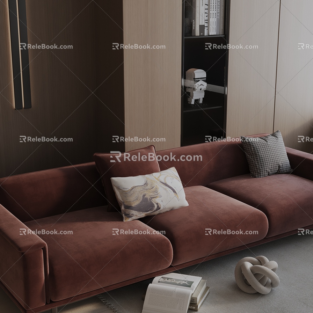 Modern three-seat sofa 3d model