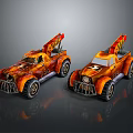 Orange Flame Decal Open Top Off Road Cars With Number 5 Design