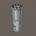 Cylindrical Metal Industrial Equipment With Top Bolts And Base Supports