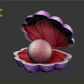 Beautiful Open Pink And Purple Shellfish Shell With Shiny Pearl Inside 3d model