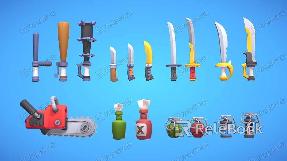 Cartoon weapons chainsaw sword stick model