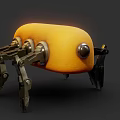 Mechanical Creature Character With Yellow Rounded Body And Metallic Legs 3d model