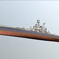 Detailed Military Warship With Upper Structure Radar Antennas And Deck Equipment