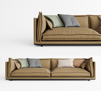 modern double sofa leather sofa double sofa 3d model