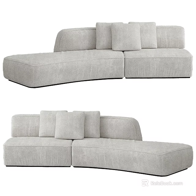 Light Gray L Shaped Sectional Sofa With Soft Cushions And Modern Design 3d model