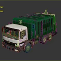Green Functional Waste Collection Truck With White Cab And Dual Rear Wheels
