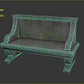 Classical Stone Bench With Green Moss Traces And Carved Supporting Feet