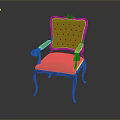 Elegant Classic Armchair With Carved Wooden Frame And Green Upholstery