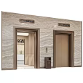 Elevator with Brown Open Door Marble Wall Floor 1 to 15 and 1 to 18 Indicators Design