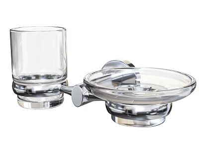 Wall Mounted Bathroom Washing Accessories With Glass Tumbler And Soap Dish 3d model