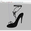 Elegant Silver High Heel Shoes With Chain Straps And Butterfly Decoration