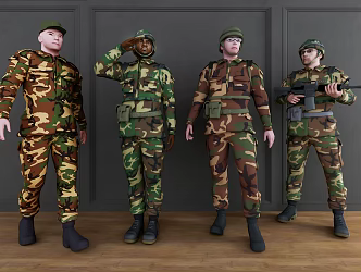 modern man foreign military figures 3d model