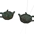 Vintage Brass Decorative Ornament Set with Pumpkin Shaped Teapots and Carved Patterns