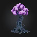Unique Purple Foliage Arbor With Twisted Dark Trunk And Gnarled Roots