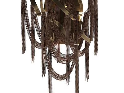 Elegant Modern Wall Lamp With Brown Metallic Chains And Decorative Hanging Design 3d model