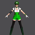 Game Movie Character Wearing White Top Green Suspender Shorts Black Socks Green Boots And Eyeglasses