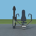Outdoor Strength Training Fitness Equipment With Black Seat Metal Frame And Green Grass Background