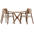 Modern Wooden Round Dining Table Set With Four Comfortable Chairs 3d model