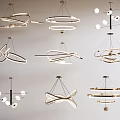 Modern Chandeliers With Various Circular Spiral And Cross Shaped Metallic Designs
