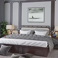 Background double bed 3d model