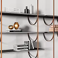 Modern Bookshelf Interior With Metal Frame Black Shelves And Decorative Books Ornaments