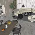 Modern Living Dining Room Interior With White Sofa Black Coffee Table And Wall Art