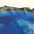 Beautiful Garden Landscape With Blue Lake And Rocky Edges Surrounded By Lush Vegetation
