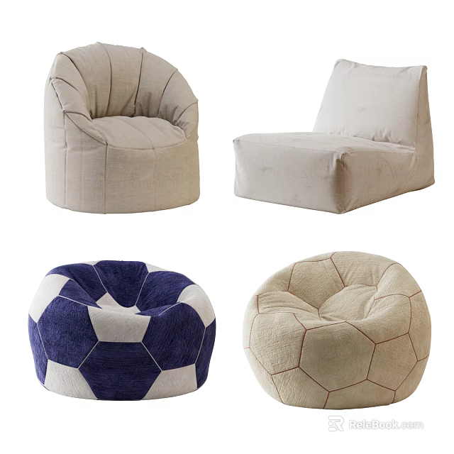 Bean Bag Chairs With Different Shapes Colors And Styles For Home Decor 3d model 