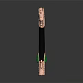Ornate Decorative Handle With Horse Head Design Black Body Green Gemstone And Carved Base