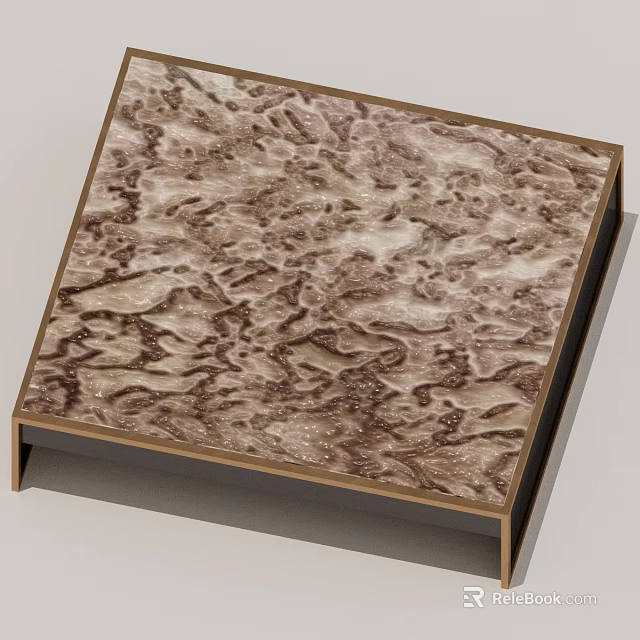 Elegant Square Decorative Panel With Textured Marble Surface And Metallic Frame 3d model
