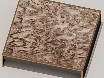 Elegant Square Decorative Panel With Textured Marble Surface And Metallic Frame 3d model
