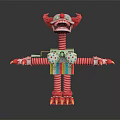 Red Clown Character With Spring Arms Legs Yellow Claws And Polka Dot Bowtie