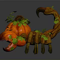 Halloween Decorative Scorpion Figure With Carved Pumpkin Body And Green Vines