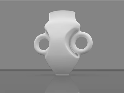 Minimalist White Vase With Circular Handles For Modern Flower Arrangement 3d model