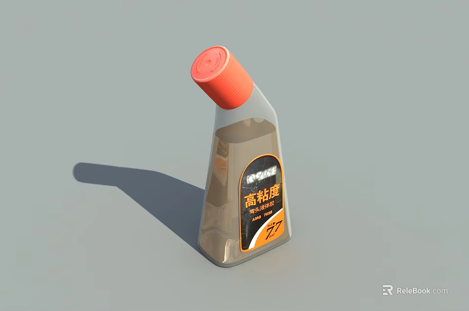 High Viscosity Glue with Orange Cap in Plastic Bottle for Household Use 3d model 