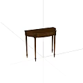 Antique Wooden Demilune Table With Carved Legs And Polished Top Surface