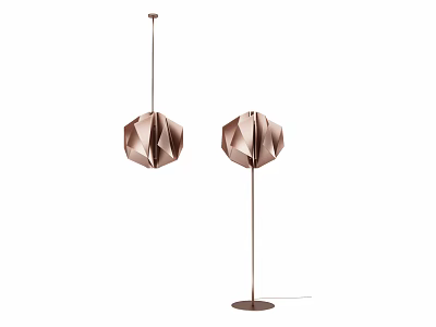 Modern Geometric Pendant And Floor Lamp Combination In Rose Gold Finish 3d model